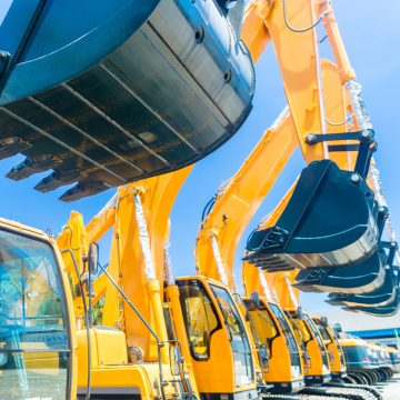 Asian Vehicle fleet with construction machinery of building or mining company